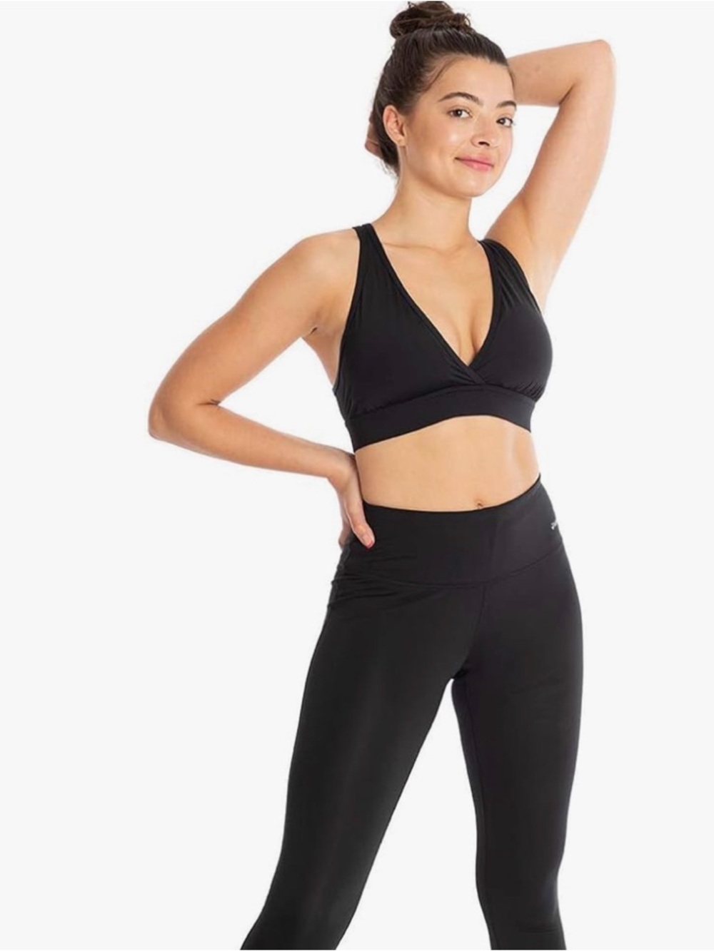 V-Neck Black Sports Bra & leggings set